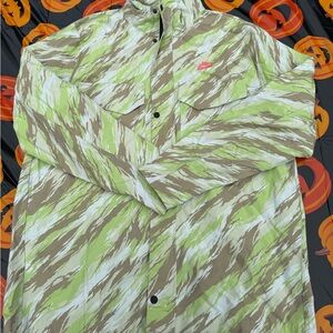 Nike Men's Green and Tan Patterned Jacket